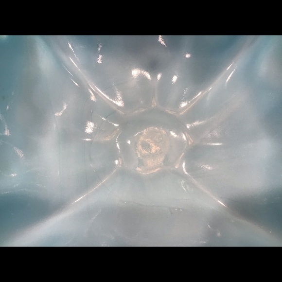 ANTIQUE FRENCH PORTIEUX VALLERYSTHAL BLUE OPALINE GLASS FOOTED COMPOTE GLOWY! - Picture 11 of 16